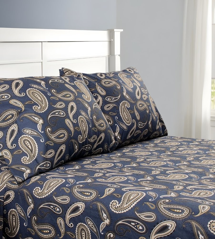 Blue and White King Cotton Blend 0 Thread Count Washable Duvet Cover Set