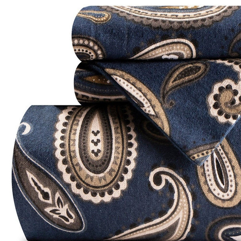 Blue and White King Cotton Blend 0 Thread Count Washable Duvet Cover Set