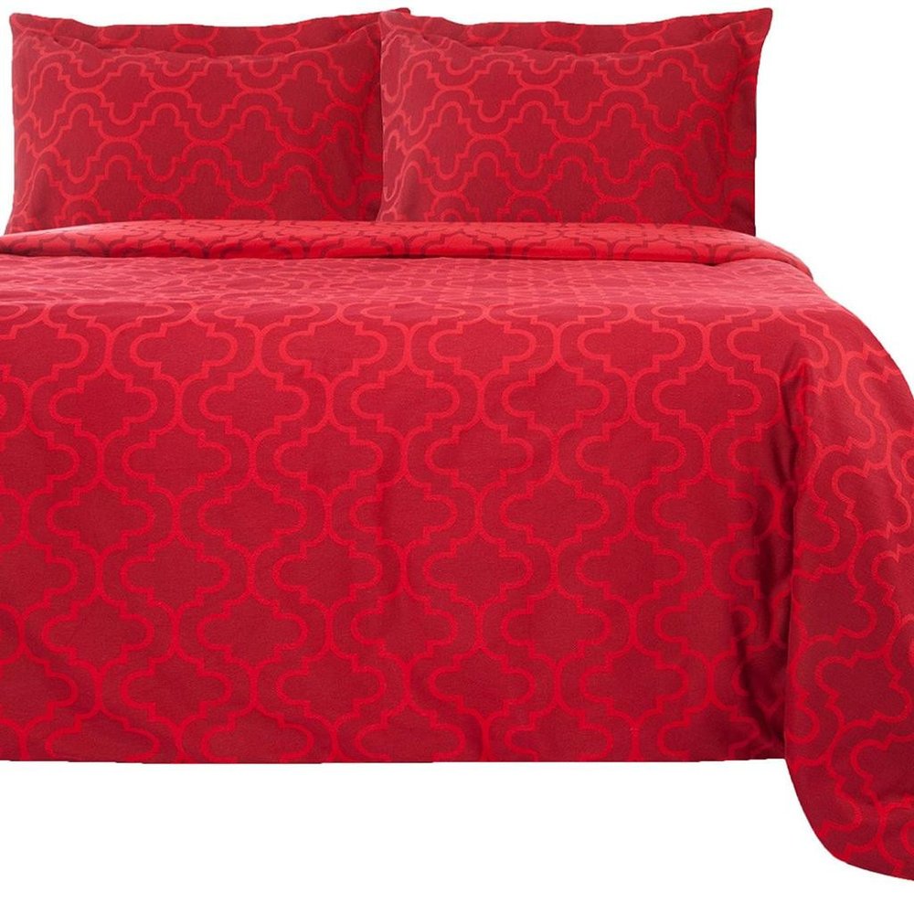 Burgundy King Cotton Blend Thread Count Washable Duvet Cover Set