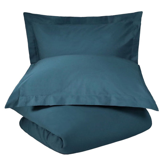 Navy Blue Queen Cotton Washable Duvet Cover Set With Two Shams