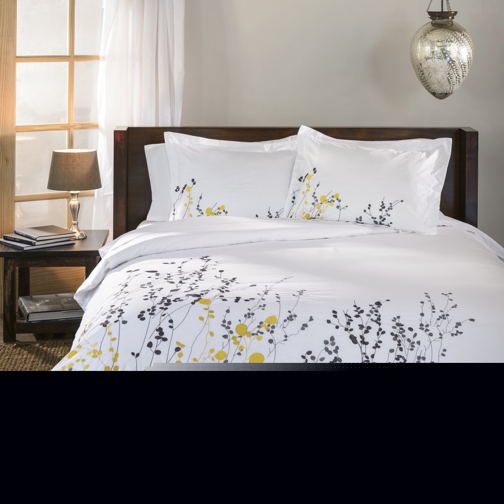 Purple and White Queen 100% Cotton 200 Thread Count Washable Duvet Cover Set