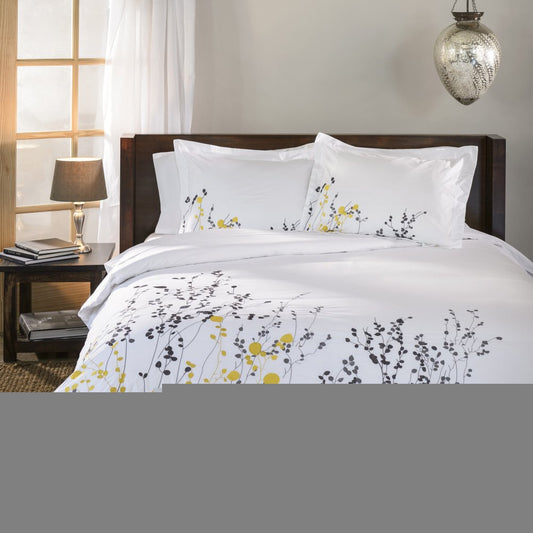 Purple and White Queen 100% Cotton 200 Thread Count Washable Duvet Cover Set