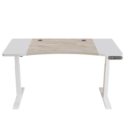 63" Adjustable Brown and White Standing Desk