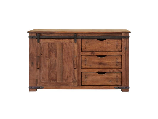 50" Brown Solid Wood Enclosed Storage Distressed TV Stand