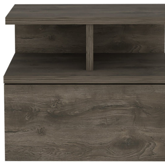 14" Brown Wood One Drawer Floating Nightstand