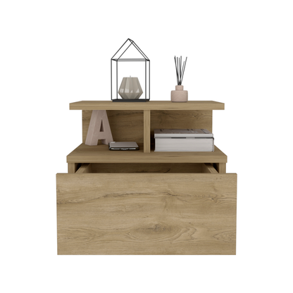 12" Beige Wood One Drawer Nightstand