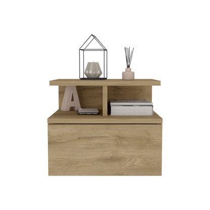 12" Beige Wood One Drawer Nightstand