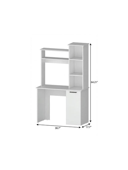 39" White Computer Desk With Hutch
