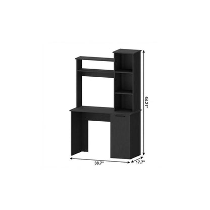 39" Black Computer Desk With Hutch
