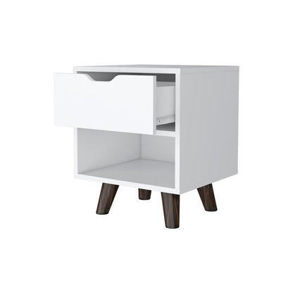 19" White Wood One Drawer Nightstand