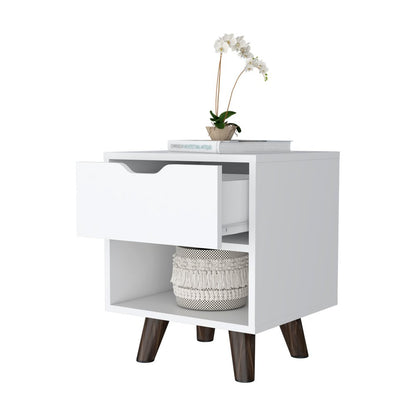 19" White Wood One Drawer Nightstand