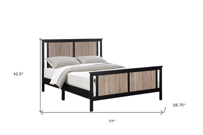 Black And Walnut Reversible Solid Wood Full Bed Frame