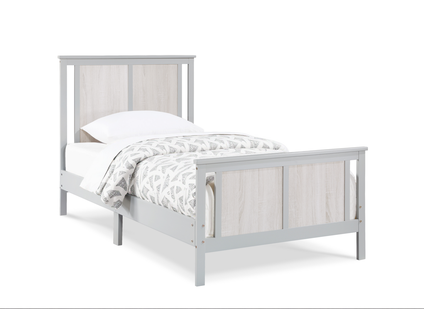 Gray And White Reversible Solid Wood Twin Bed Frame