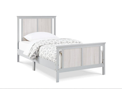Gray And White Reversible Solid Wood Twin Bed Frame