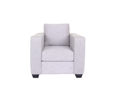 36" Light Gray and Dark Brown Fabric Arm Chair
