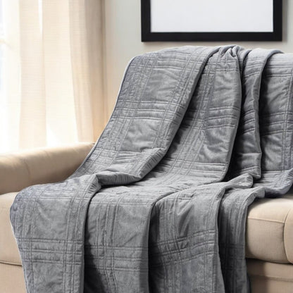 48" X 72" Gray Velvet Quilted Weighted Blanket