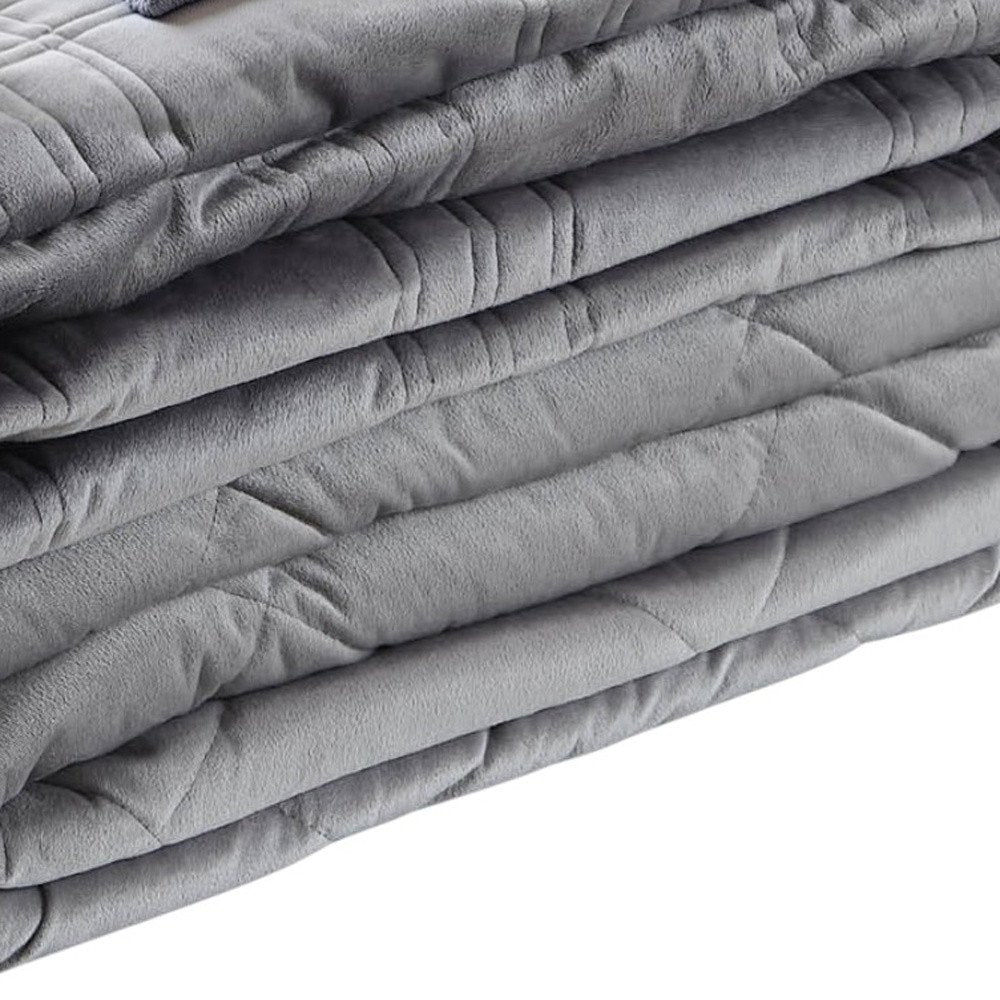 48" X 72" Gray Velvet Quilted Weighted Blanket
