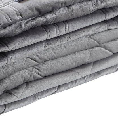 48" X 72" Gray Velvet Quilted Weighted Blanket