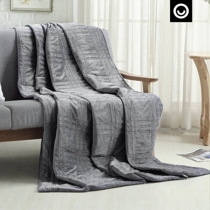 48" X 72" Gray Velvet Quilted Weighted Blanket