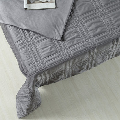 48" X 72" Gray Velvet Quilted Weighted Blanket