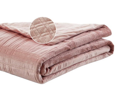 72" X 80" Blush Velvet Quilted Weighted Blanket