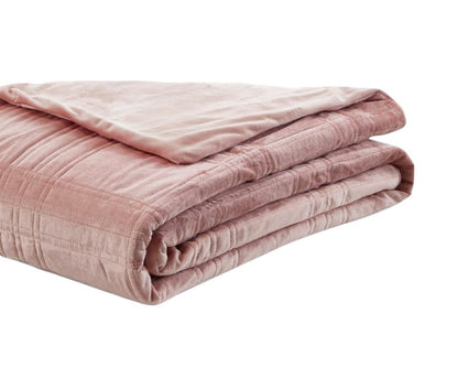 72" X 80" Blush Velvet Quilted Weighted Blanket