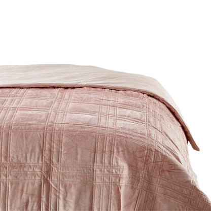 72" X 80" Blush Velvet Quilted Weighted Blanket