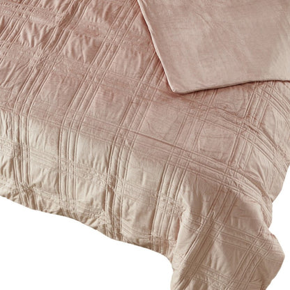 72" X 80" Blush Velvet Quilted Weighted Blanket