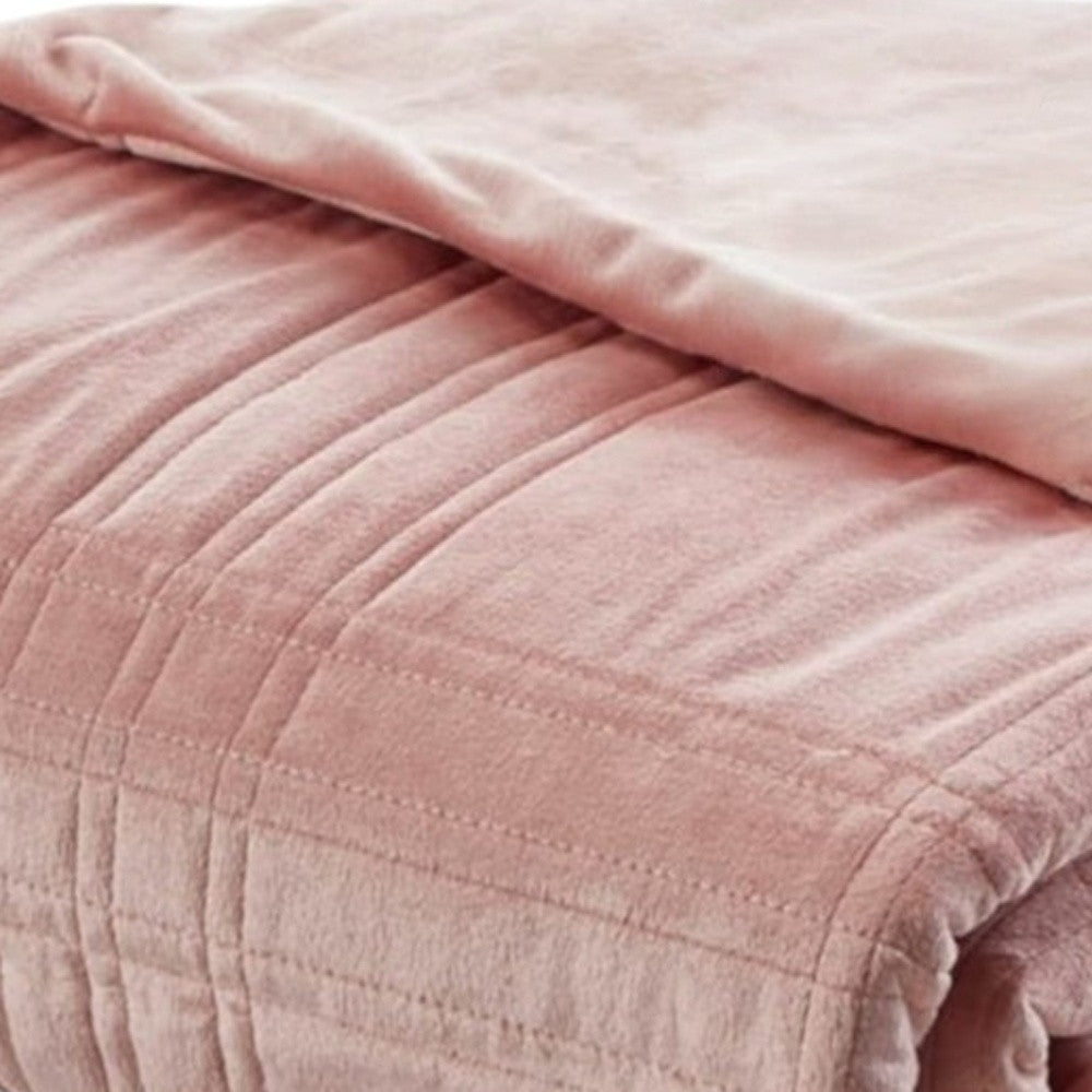 72" X 80" Blush Velvet Quilted Weighted Blanket