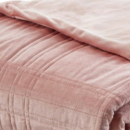 72" X 80" Blush Velvet Quilted Weighted Blanket