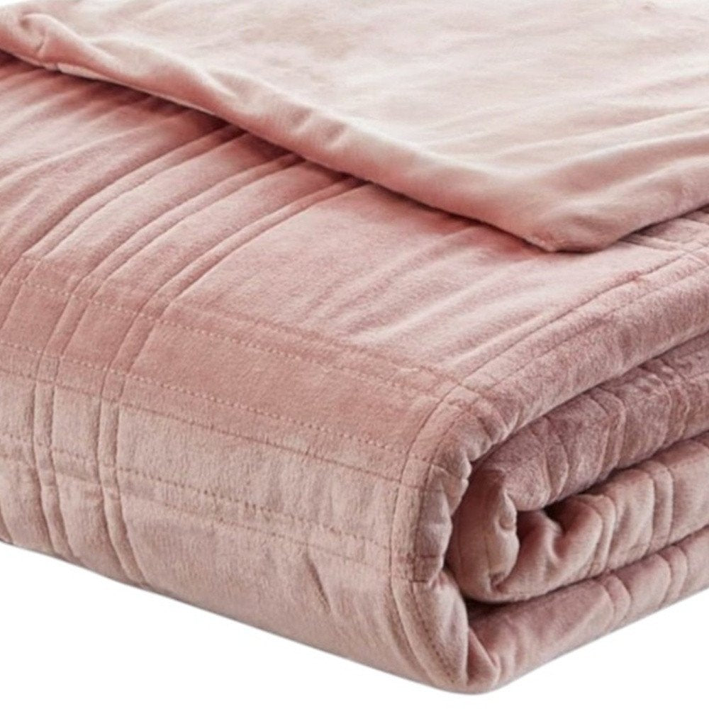 72" X 80" Blush Velvet Quilted Weighted Blanket