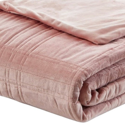72" X 80" Blush Velvet Quilted Weighted Blanket