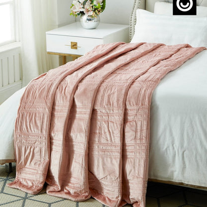 72" X 80" Blush Velvet Quilted Weighted Blanket