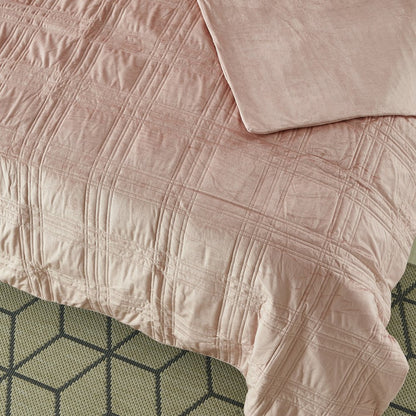 72" X 80" Blush Velvet Quilted Weighted Blanket