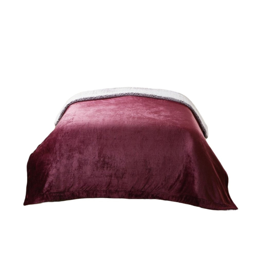 90" X 90" Purple Knitted Polyester Plush Throw Blanket