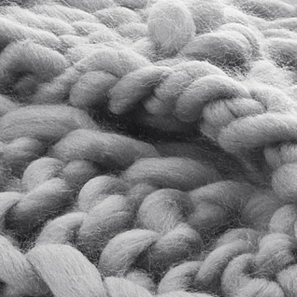 70" X 50" Light Gray Knitted Polyester Throw Blanket