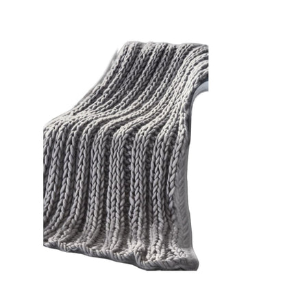 70" X 50" Light Gray Knitted Polyester Throw Blanket
