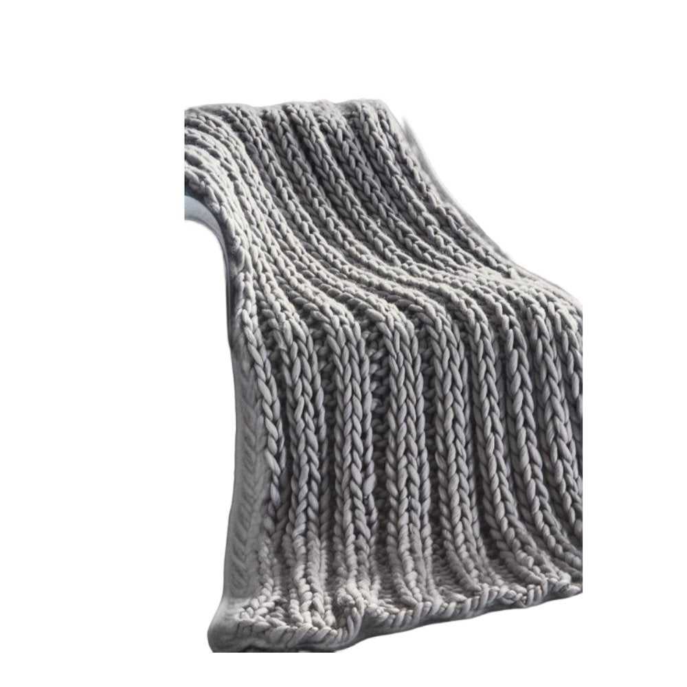 70" X 50" Light Gray Knitted Polyester Throw Blanket