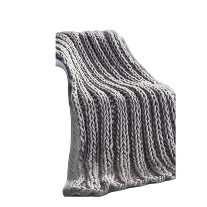 70" X 50" Light Gray Knitted Polyester Throw Blanket