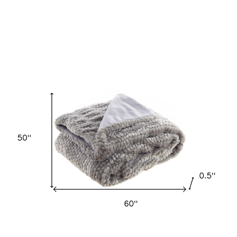 60" X 50" Brown Knitted Acrylic Plush Throw Blanket