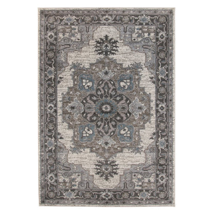 5' X 8' Ivory Taupe and Gray Medallion Power Loom Area Rug