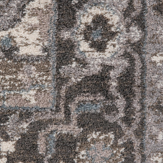 5' X 8' Ivory Taupe and Gray Medallion Power Loom Area Rug