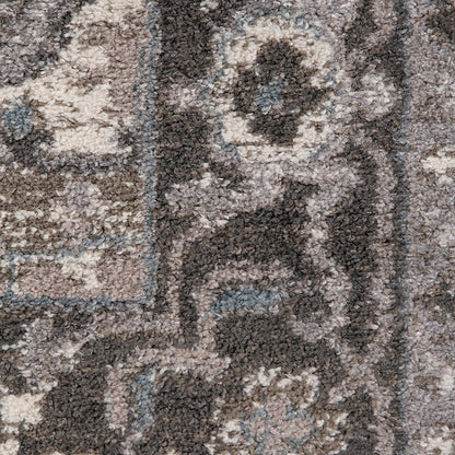 5' X 8' Ivory Taupe and Gray Medallion Power Loom Area Rug