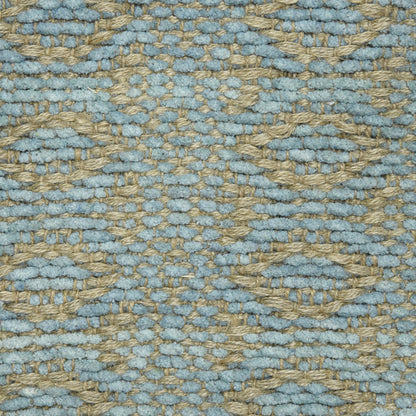 8' X 10' Light Blue And Tan Jute Geometric Flatweave Handmade Area Rug