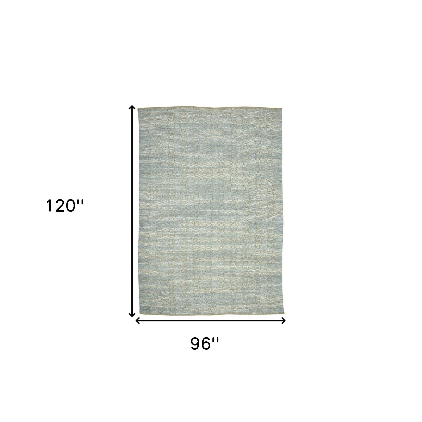 8' X 10' Light Blue And Tan Jute Geometric Flatweave Handmade Area Rug