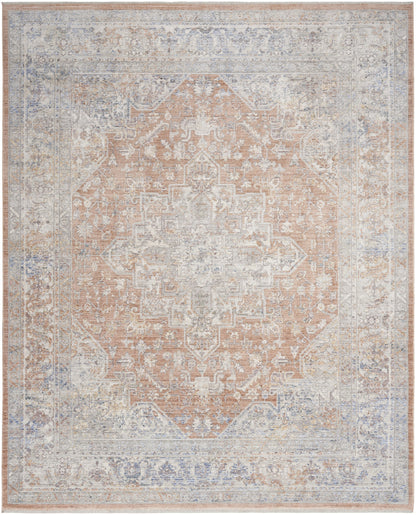 3' X 5' Brown and Blue Oriental Power Loom Distressed Area Rug