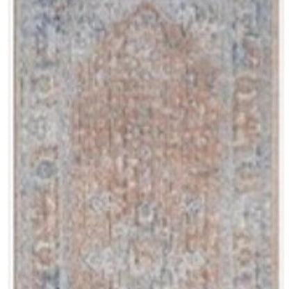12' Brown and Blue Oriental Power Loom Distressed Runner Rug