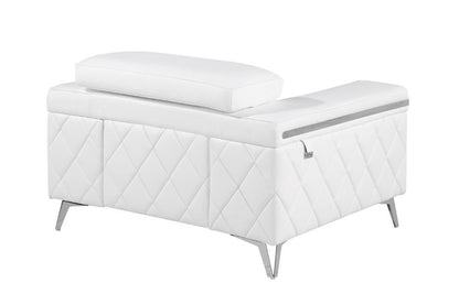 42" White And Silver Top Grain Leather Club Chair