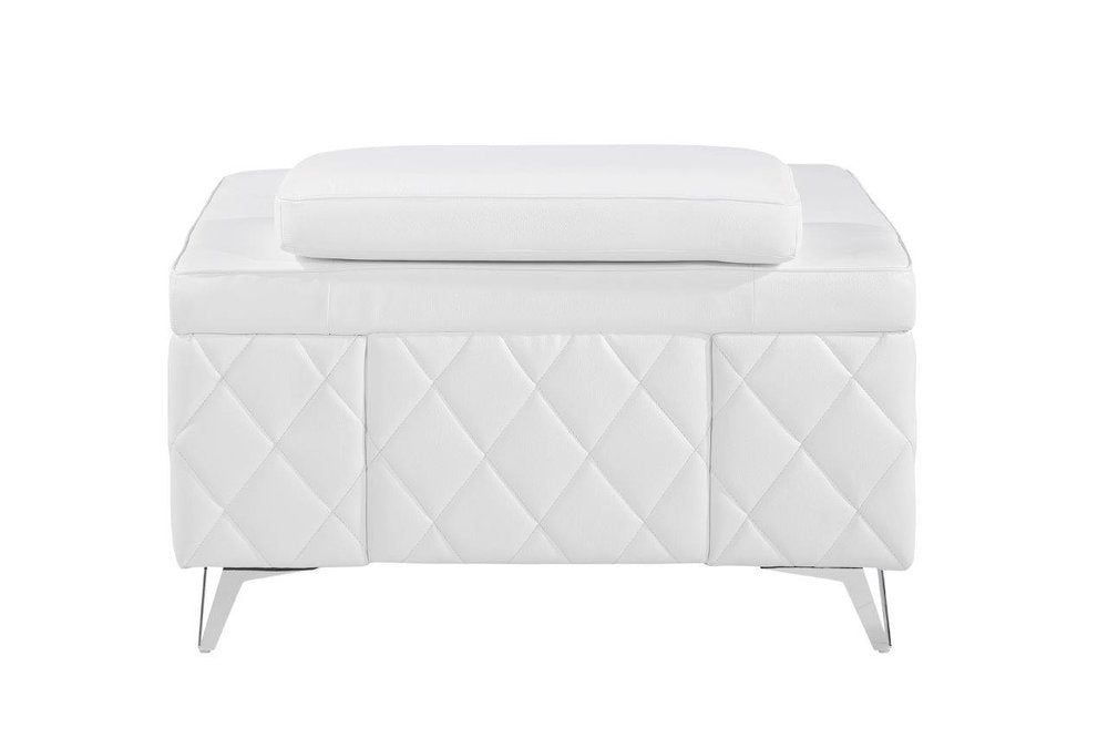 42" White And Silver Top Grain Leather Club Chair