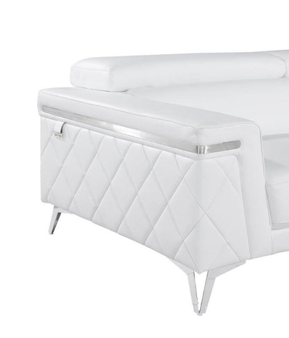 42" White And Silver Top Grain Leather Club Chair